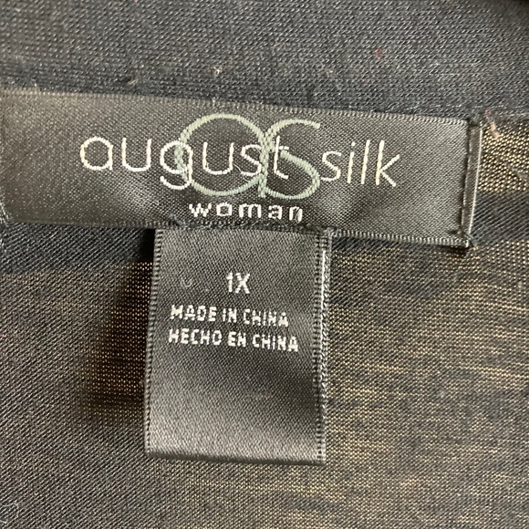 August Silk Woman Cardigan, Sheer Back, Black, 3/4 Ruched Sleeves, Size 1X - Picture 14 of 16